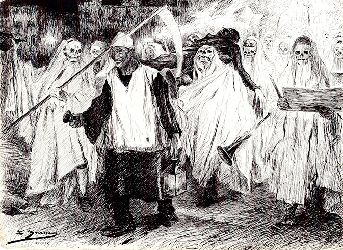 'Enterrament del Carnestoltes', dibuix de Lluís Graner (1863-1929)